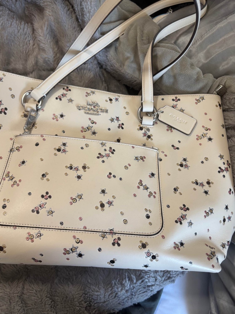 Coach Mollie Tote in Cream with Floral Star Print - Picture 3 of 4